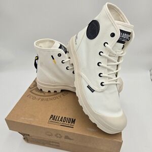 Palladium Pampa Hi HTG Supply Combat Boots Women's Size 9.5 Star White Canvas